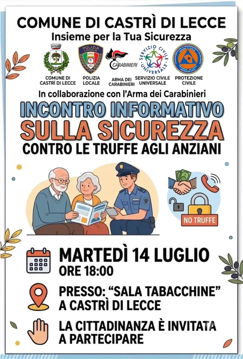 Incontro informativo sulla sicurezza contro le truffe agli anziani