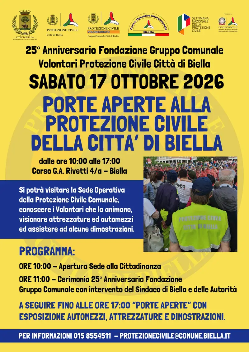 25° Anniversario Fondazione Gruppo Comunale dei Volontari di Protezione Civile della Città di Biella